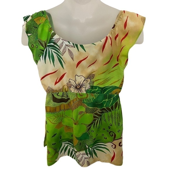 Jams WORLD Aloha Hawaiian Floral Blouse Women S Small - Picture 3 of 6